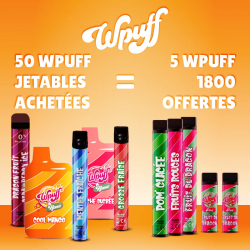 50 Wpuff jetables + 5 Wpuff 1800 Offertes